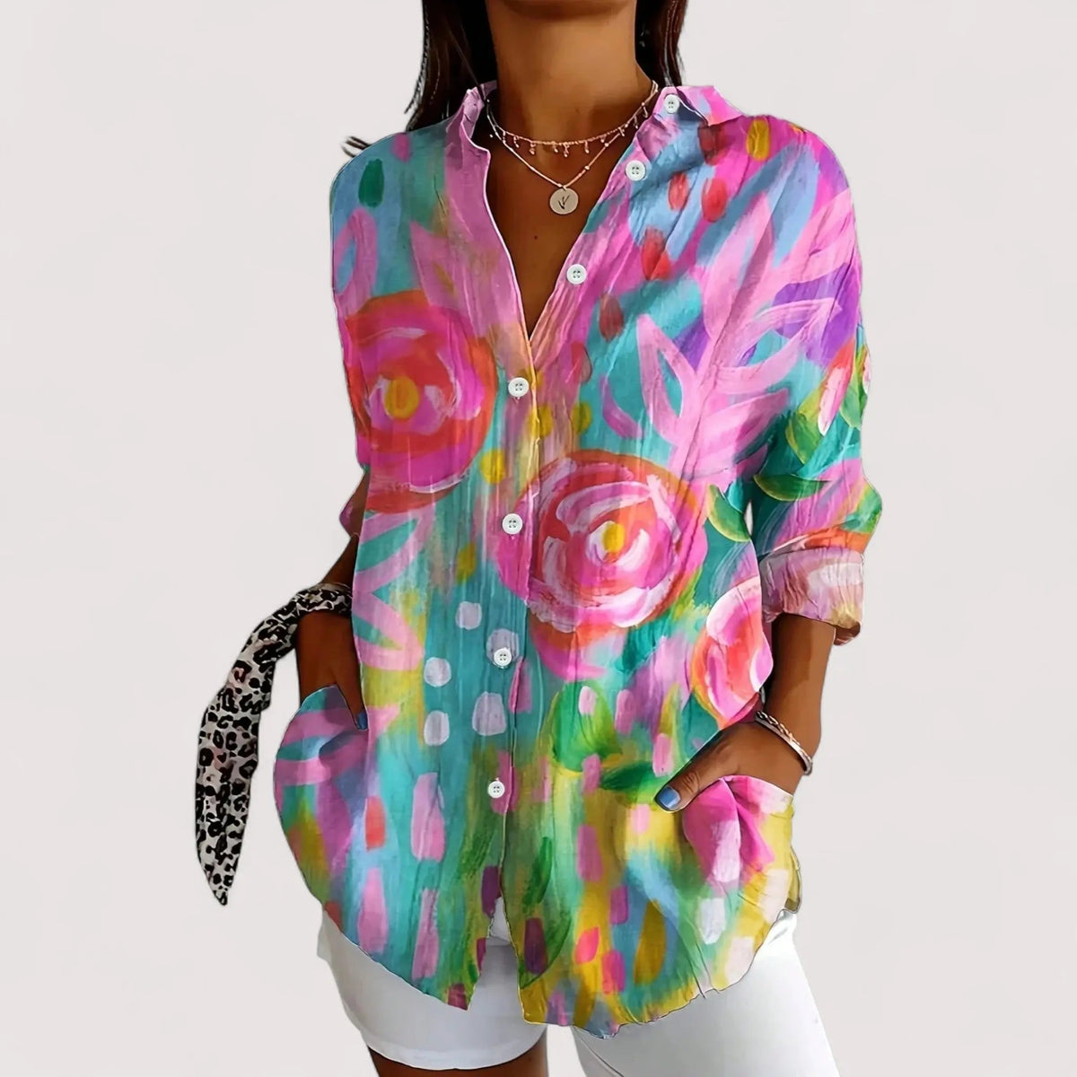 Bunte Bluse Damen | Blumenprint & Lässig Elegant