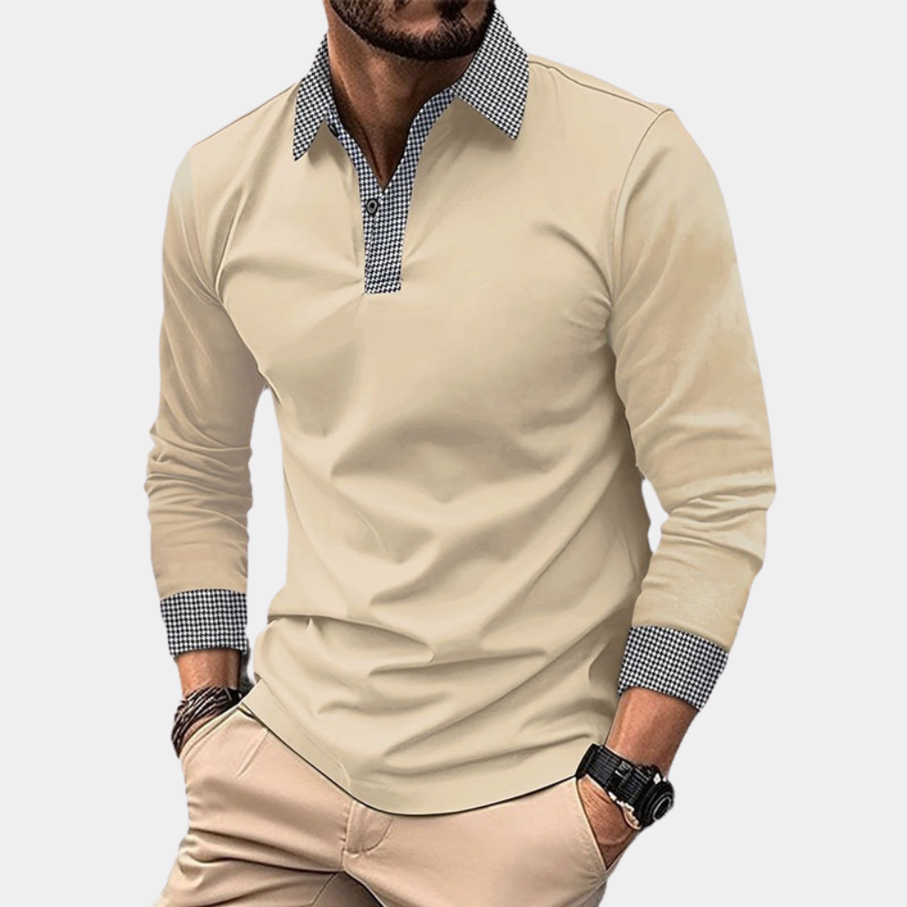 Mason | Herren Langarm Poloshirt Slim Fit Freizeithemd