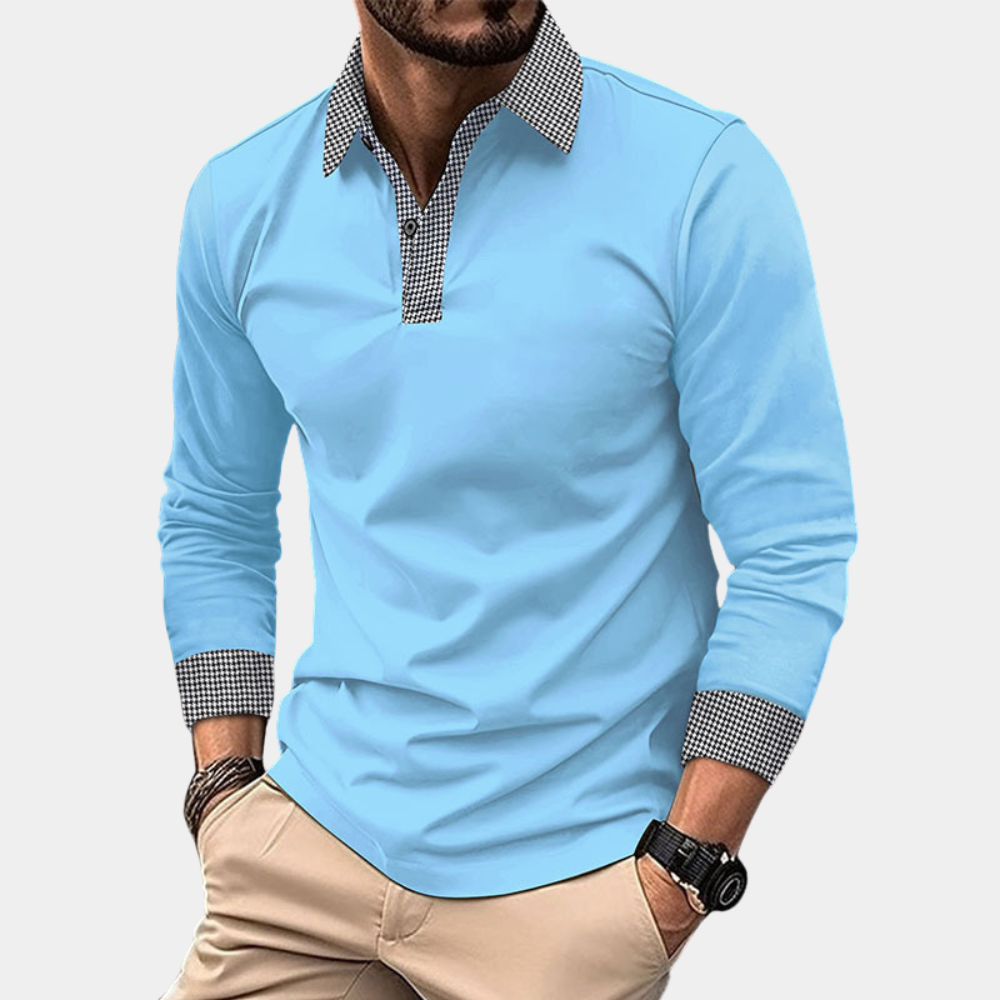 Mason | Herren Langarm Poloshirt Slim Fit Freizeithemd