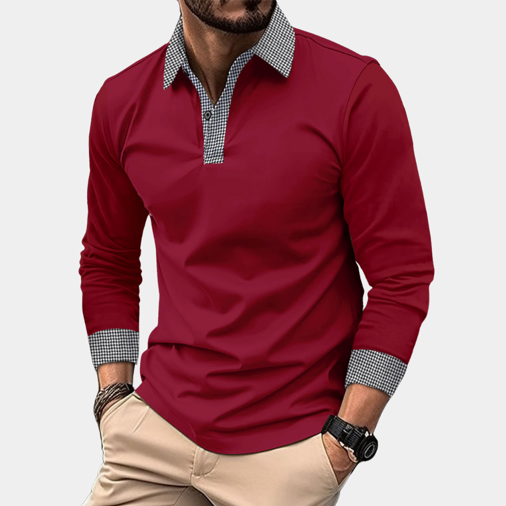 Mason | Herren Langarm Poloshirt Slim Fit Freizeithemd