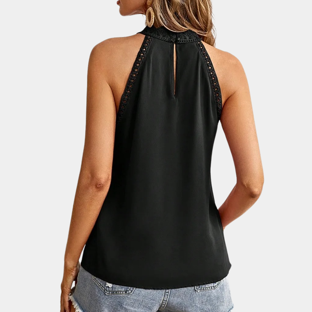 Isabel | Damen Spitzentop Neckholder Ärmelloses Oberteil