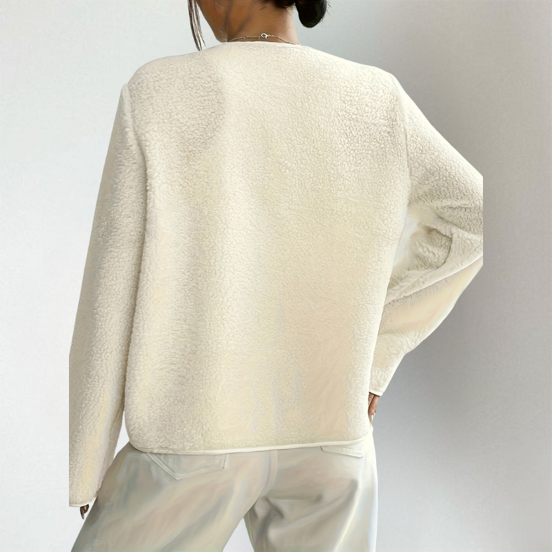 Strickjacke Damen | Teddy-Optik & Rundhals-Ausschnitt