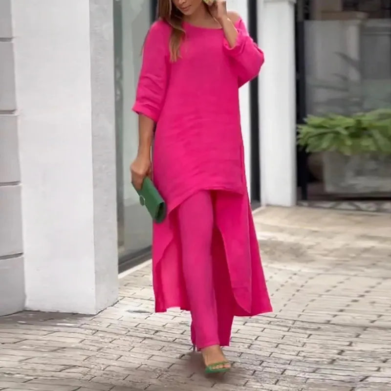 Aspen | Damen Set 2-teilig Longtunika Weite Hose Sommer