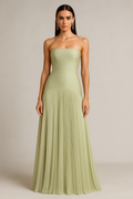 Damen Plissiertes Maxi Hochzeitsgastkleid