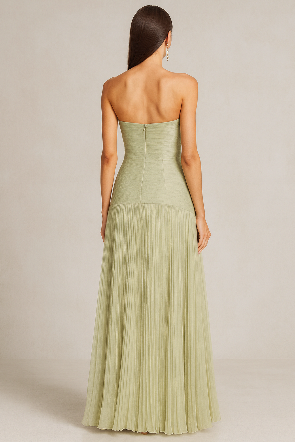 Damen Plissiertes Maxi Hochzeitsgastkleid