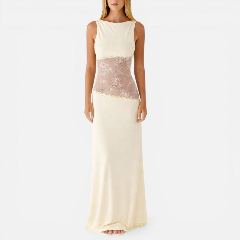 Maxikleid mit Spitze und Rückenausschnitt