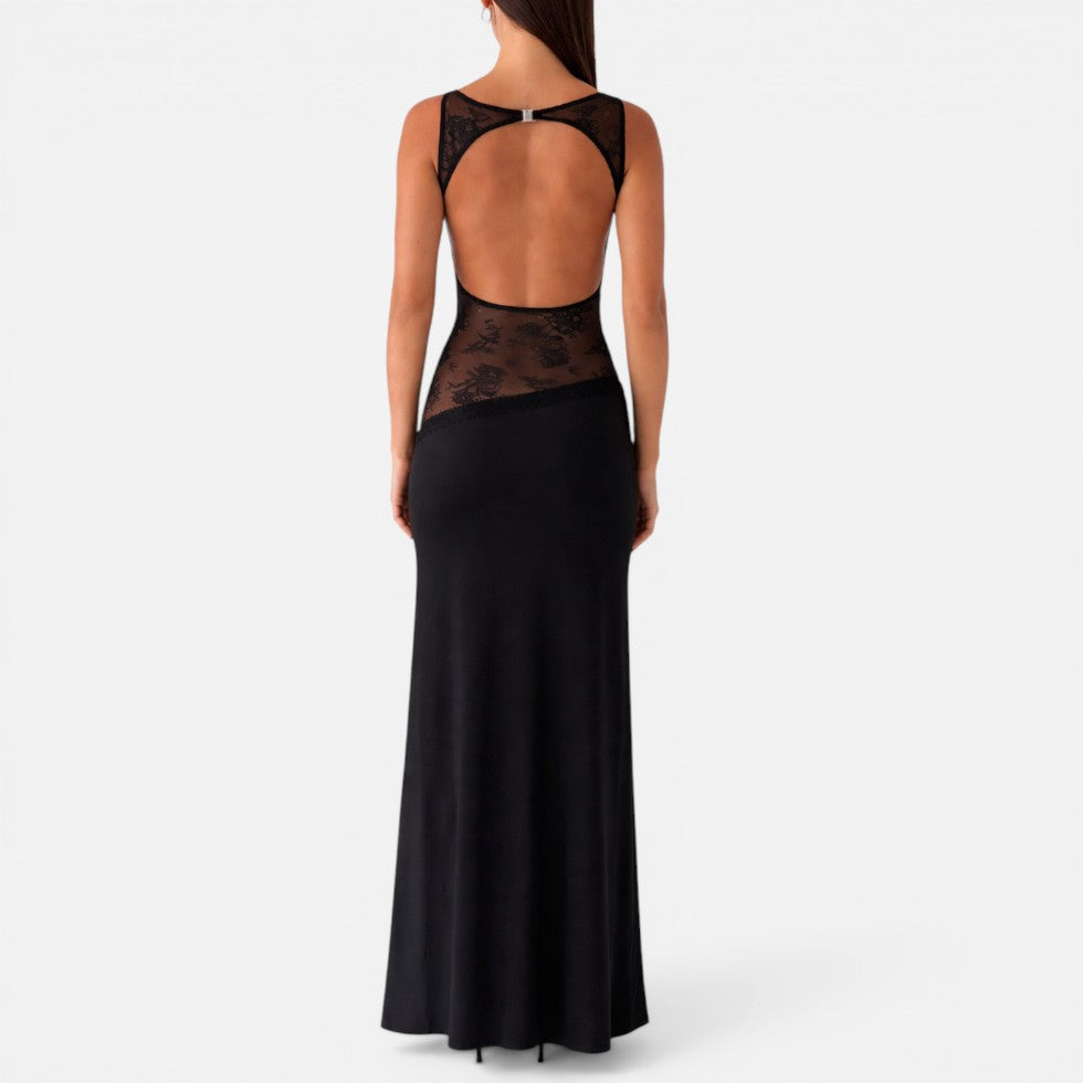 Maxikleid mit Spitze und Rückenausschnitt