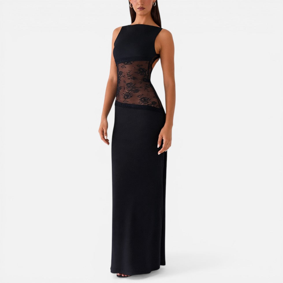 Maxikleid mit Spitze und Rückenausschnitt