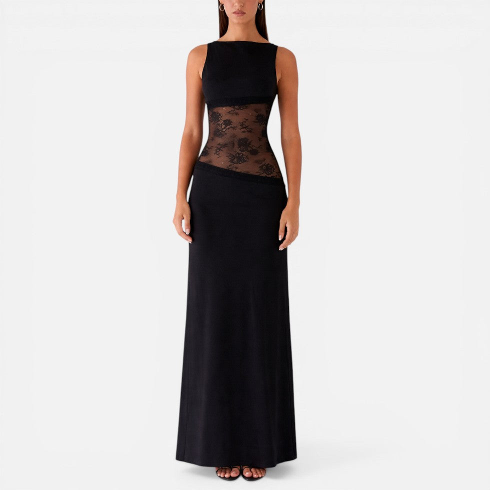 Maxikleid mit Spitze und Rückenausschnitt