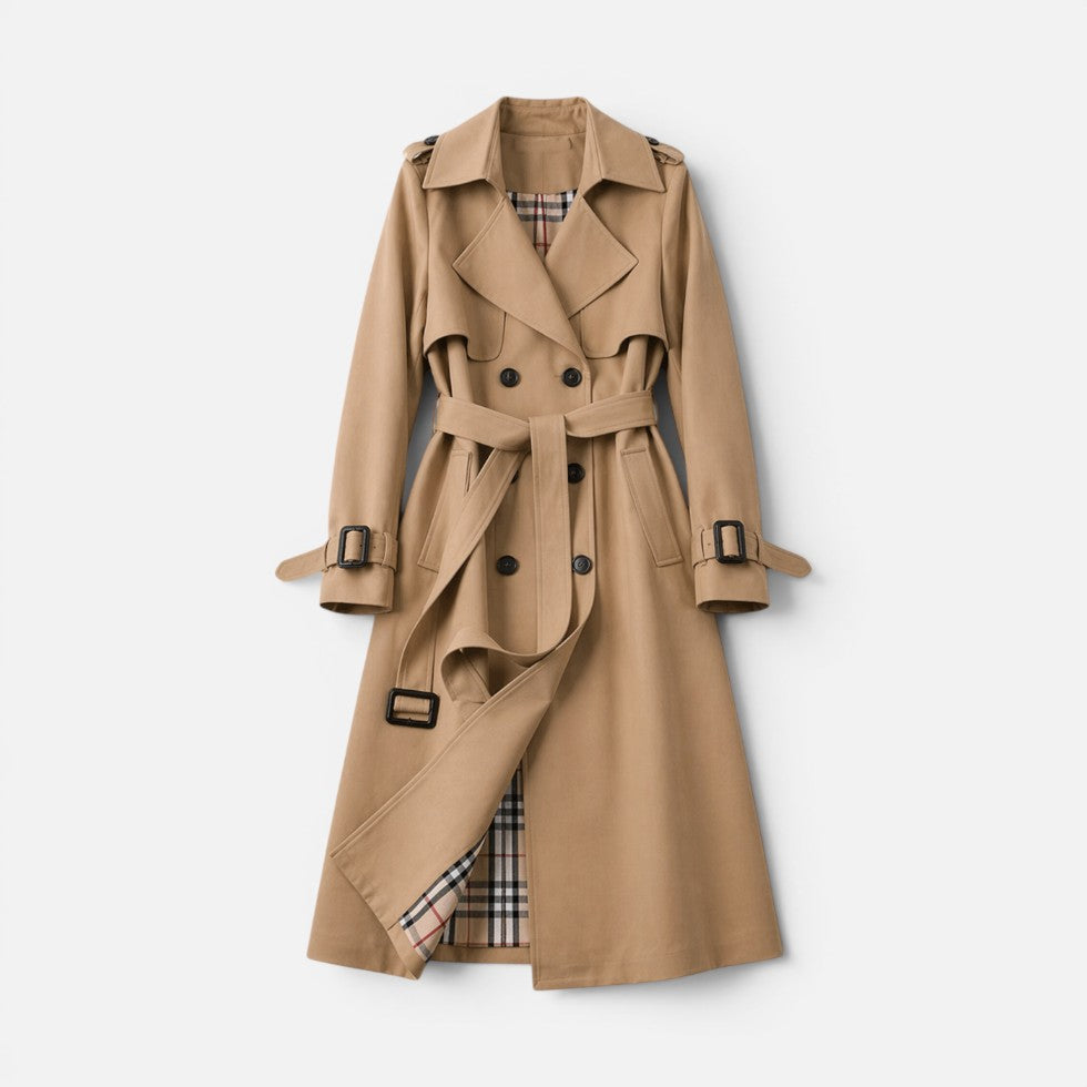 Damen Trenchcoat doppelreihig mit Reverskragen