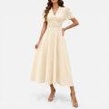 Elena | Damen Elegantes Midikleid V-Ausschnitt – Tailliertes Kleid Büro & Hochzeit 2026