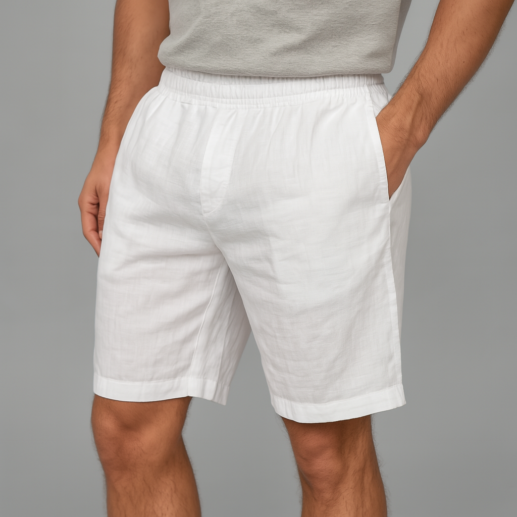 Herren Leinen Sommer Shorts mit elastischem Bund