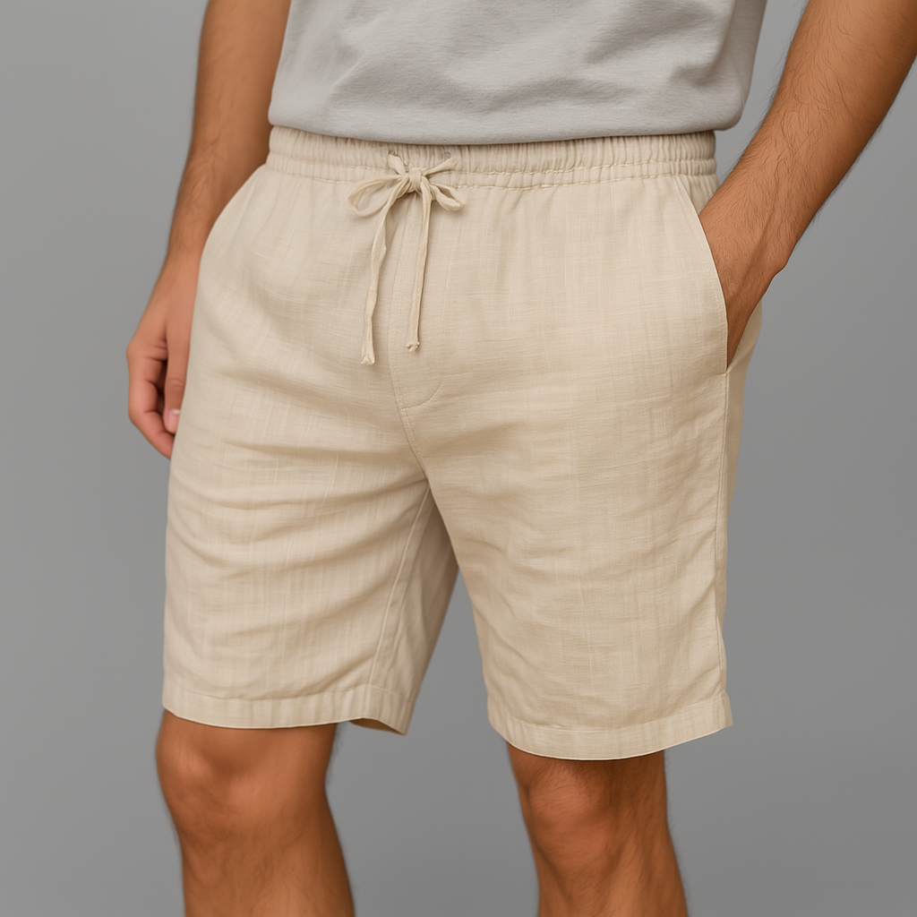 Herren Leinen Sommer Shorts mit elastischem Bund