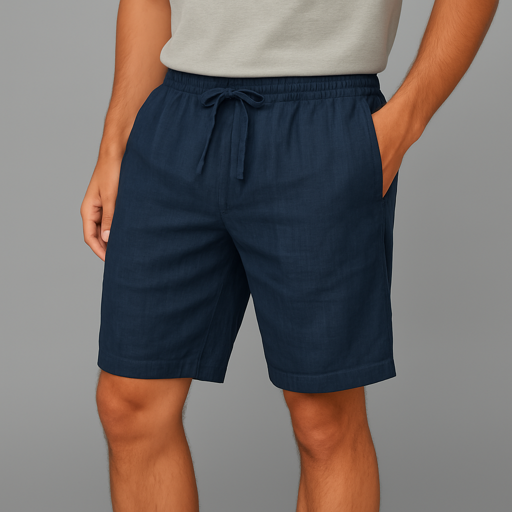 Herren Leinen Sommer Shorts mit elastischem Bund
