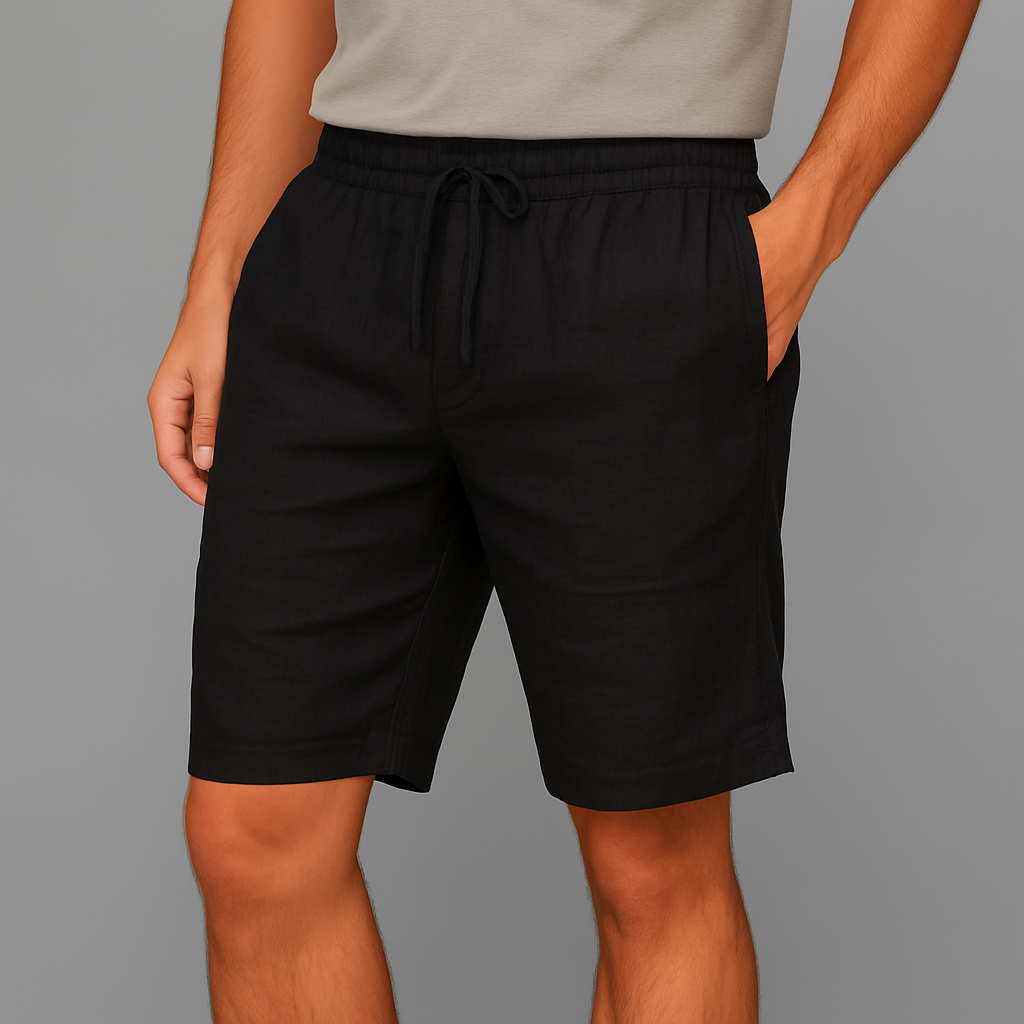 Herren Leinen Sommer Shorts mit elastischem Bund
