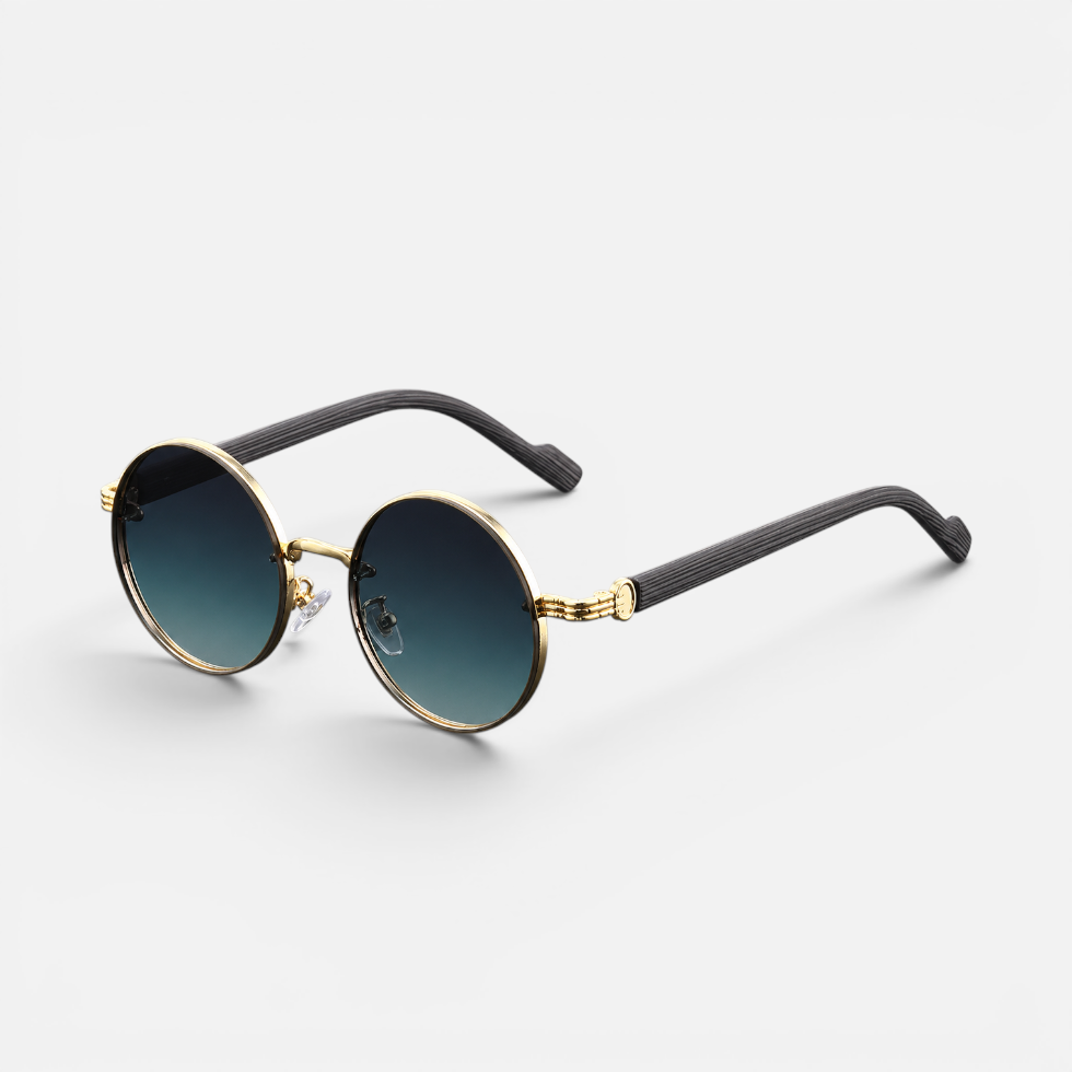 Sonnenbrille Rund Metallrahmen Farbverlauf Gläser