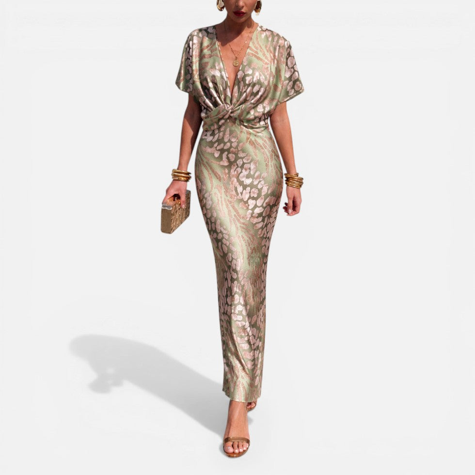 Petra | Damen Maxikleid Wickeldesign V-Ausschnitt – Wickel Maxikleid Sommer 2026