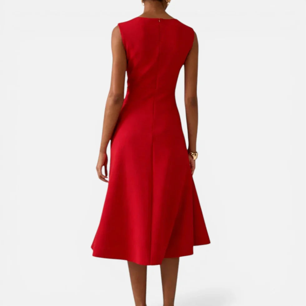 Midikleid Wickeloptik Ärmellos Rundhalsausschnitt