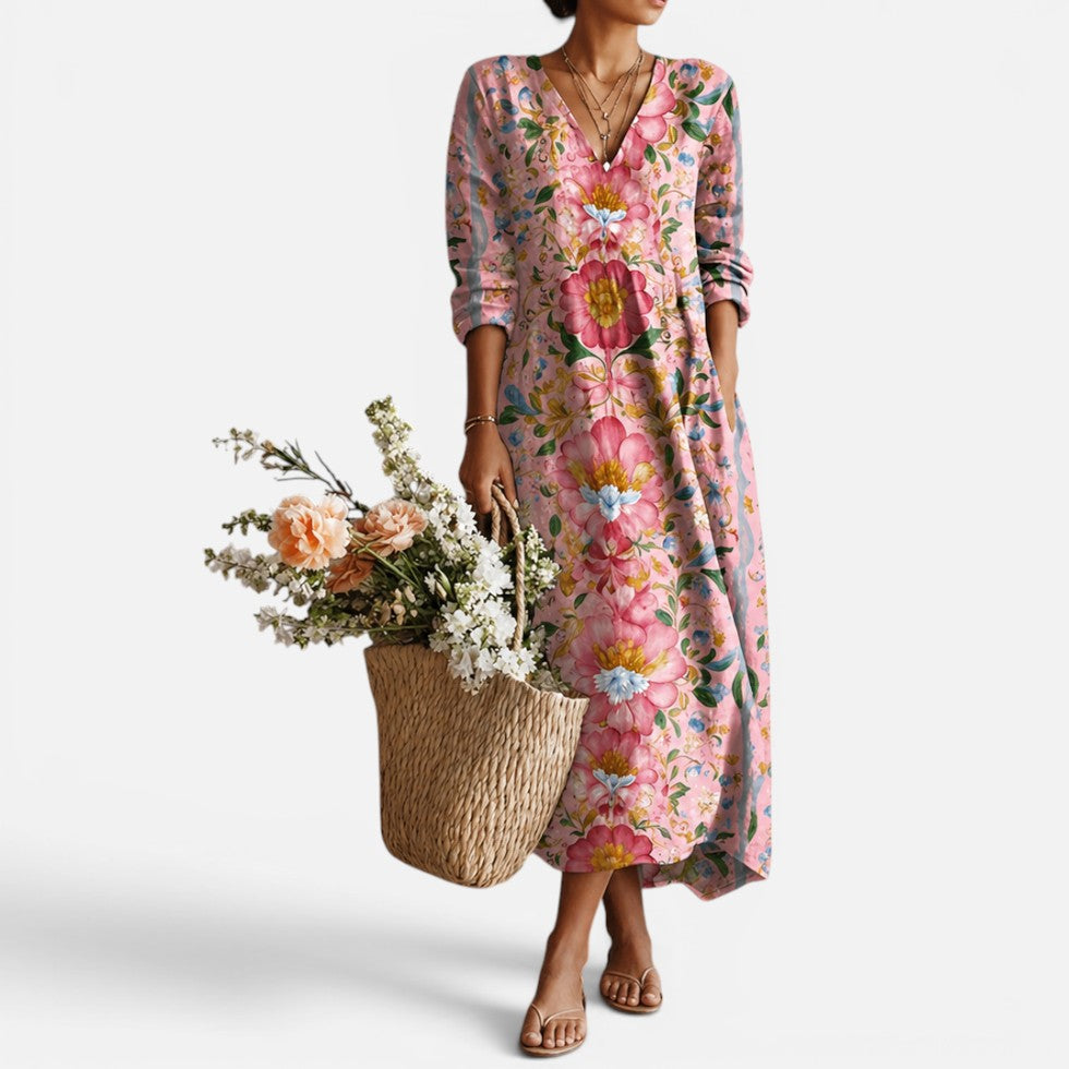 Damen Maxikleid mit Blumenmuster
