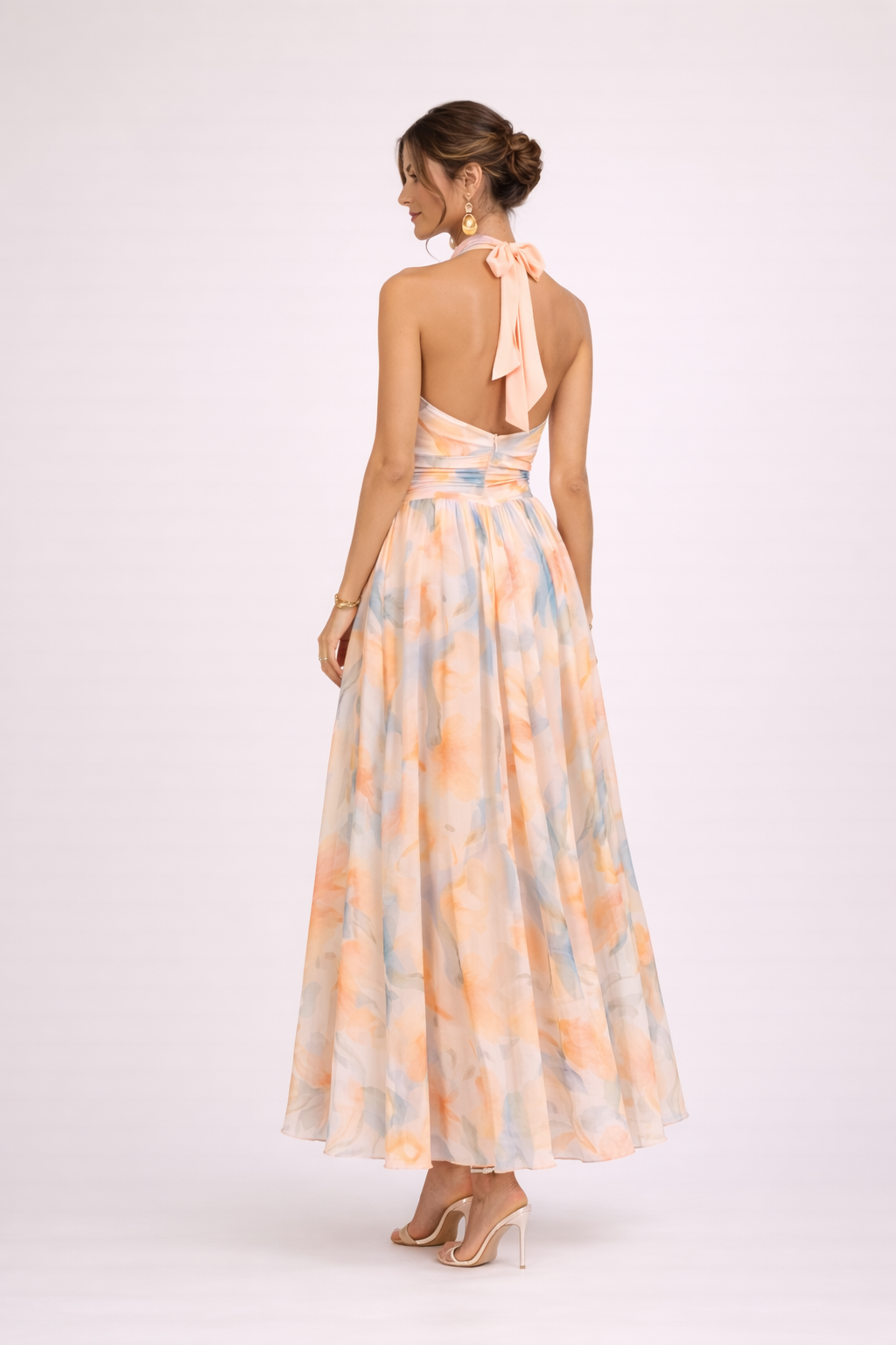 INGRID – NECKHOLDER-KLEID MIT AQUARELLMUSTER