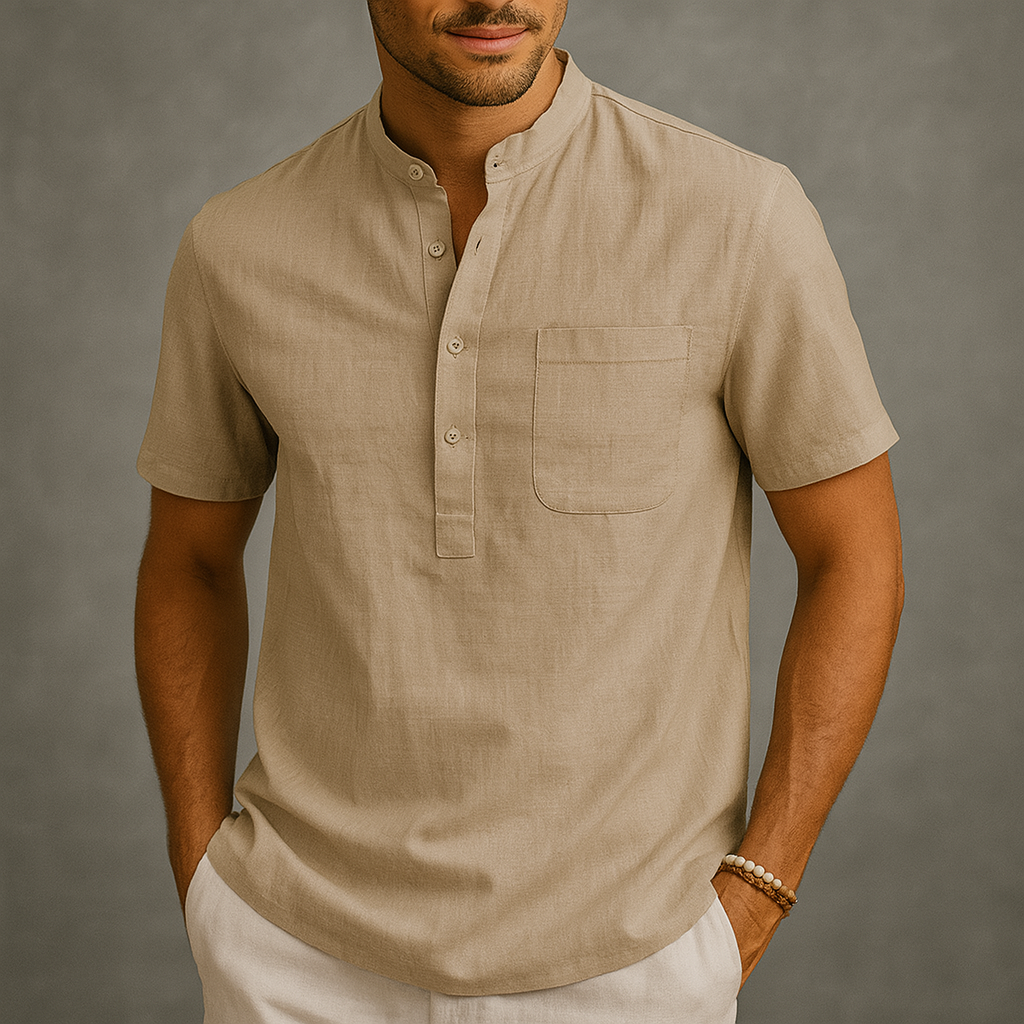 Herren Henley Poloshirt mit Knopfleiste und Relaxed Fit