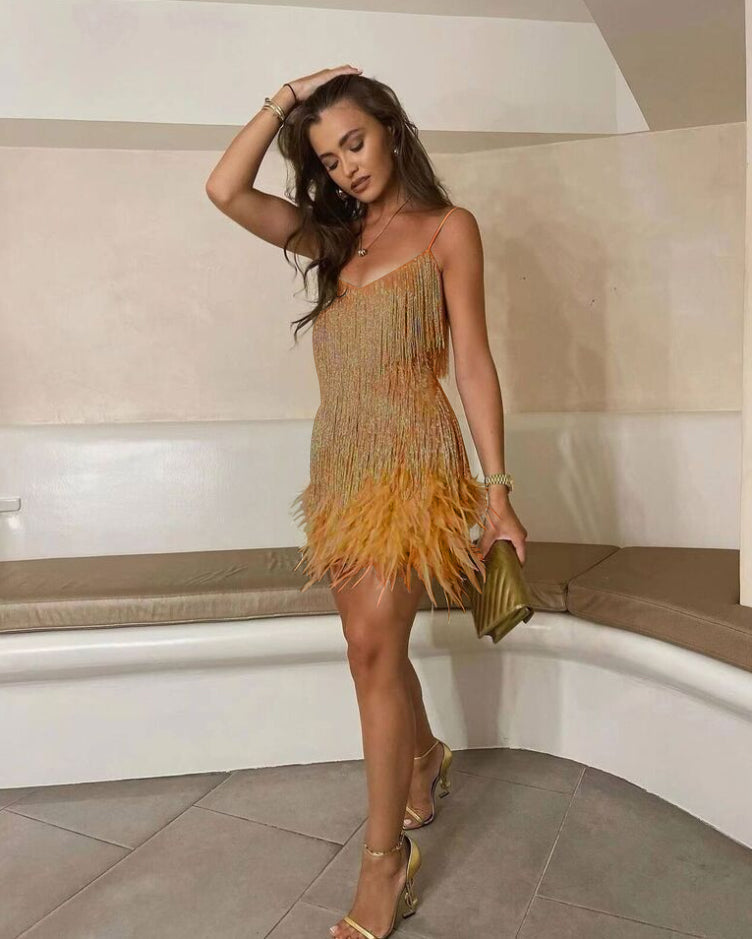 Cocktailkleid Damen | Dynamischer Fransen-Look & figurbetonte Passform