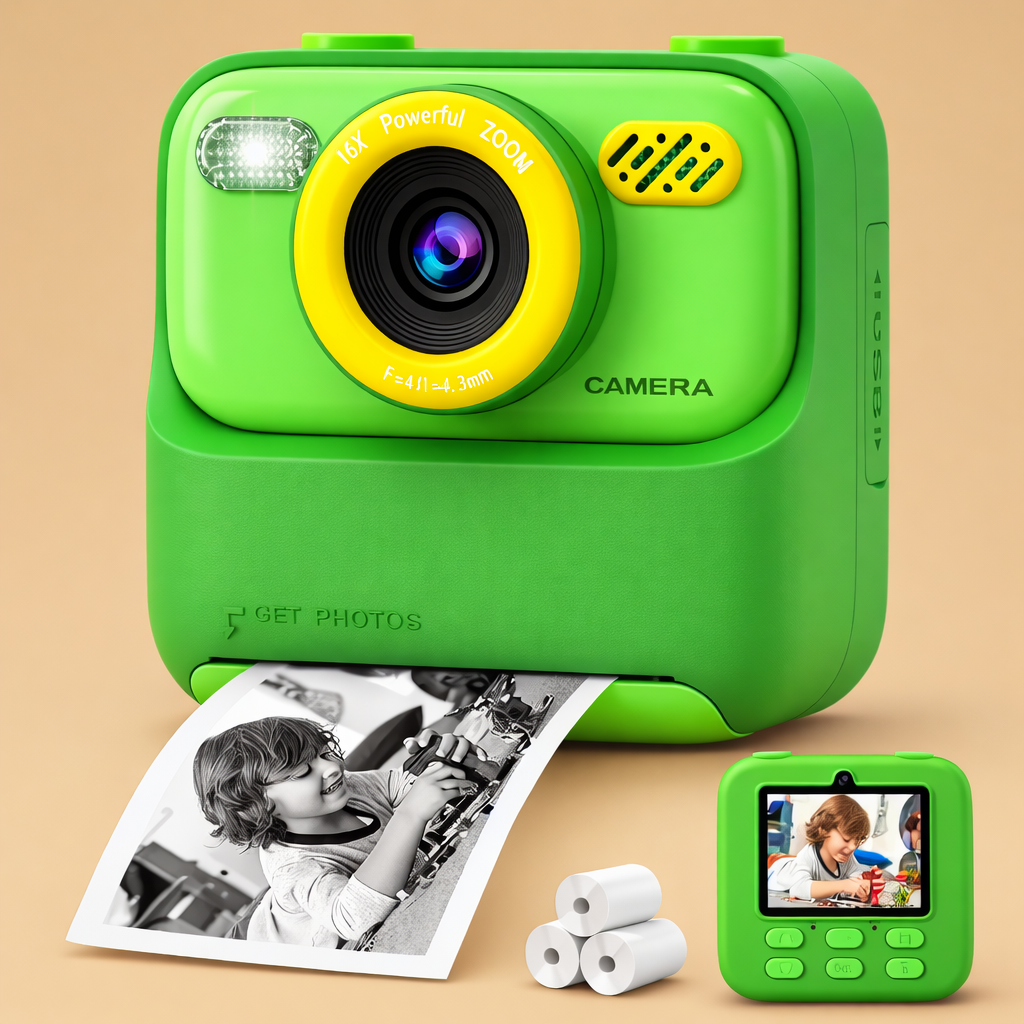 SnapJoy | Bunte Sofortbildkamera für Kinder mit HD-Selfie-Funktion