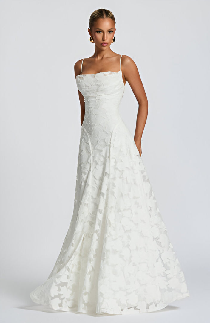 Corsagenkleid Damen | 3D Blütenapplikationen & Romantisches A-Linien-Design