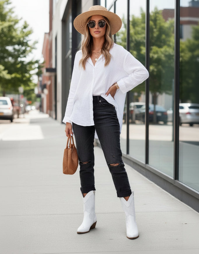 Cowboy-Stiefel mit Reißverschluss für Damen