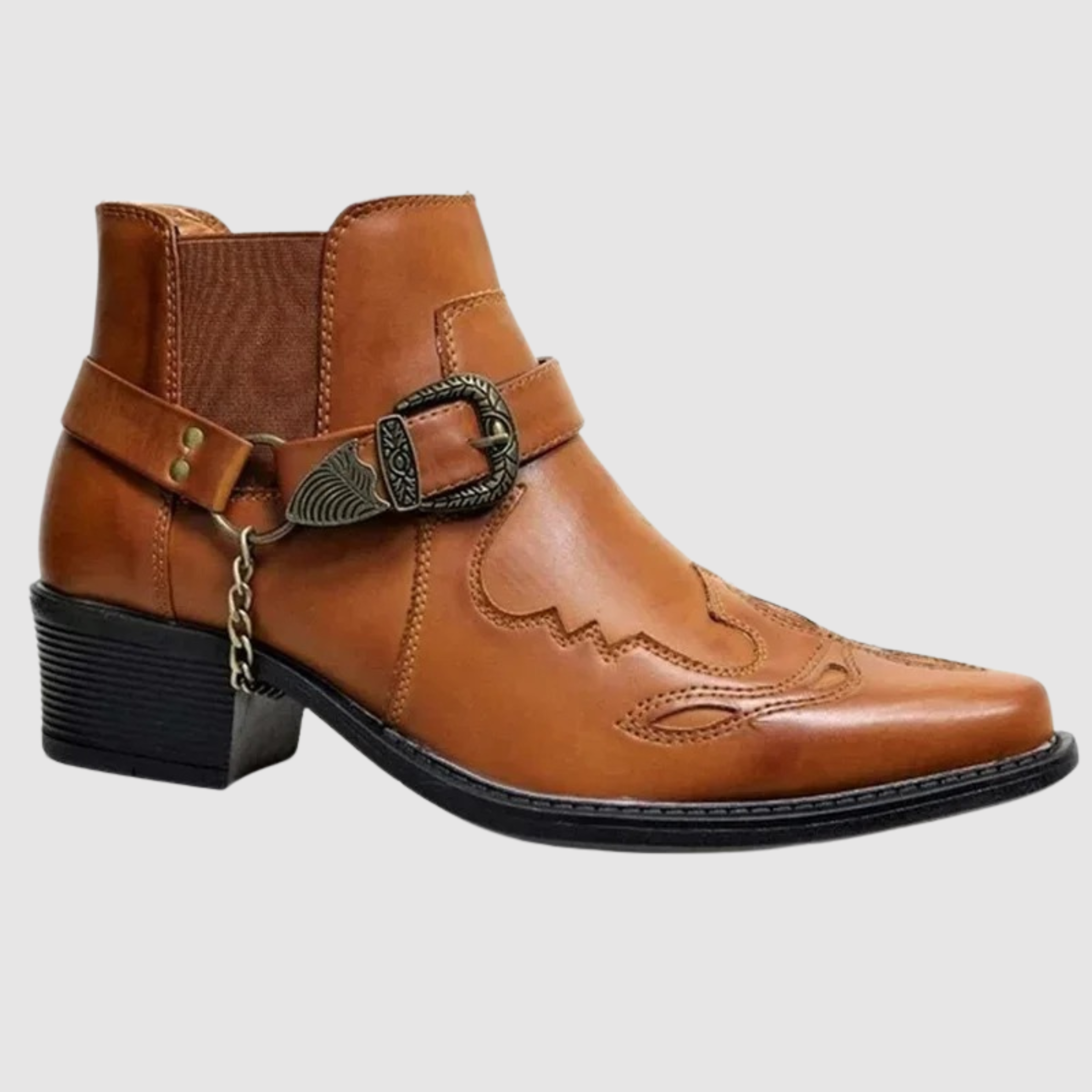 Cowboystiefel Herren | Kettenschnalle & Schneller Reißverschluss