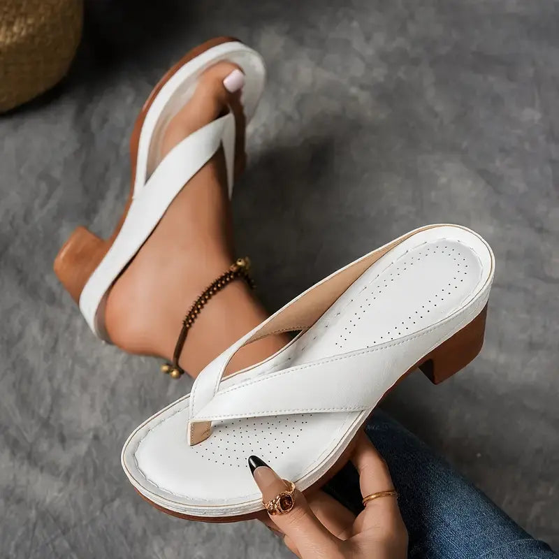 Damen Breitem Riemen Orthopädische Heeled Sandalen