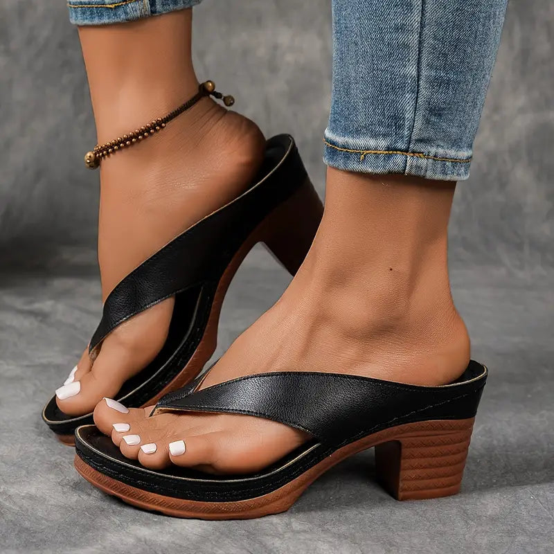 Damen Breitem Riemen Orthopädische Heeled Sandalen