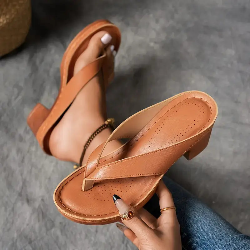 Damen Breitem Riemen Orthopädische Heeled Sandalen