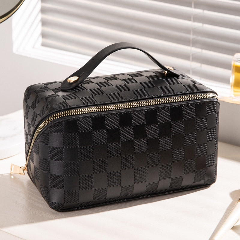 Damen-Reisekulturtasche, stilvolles Karomuster, strapazierfähiges Material