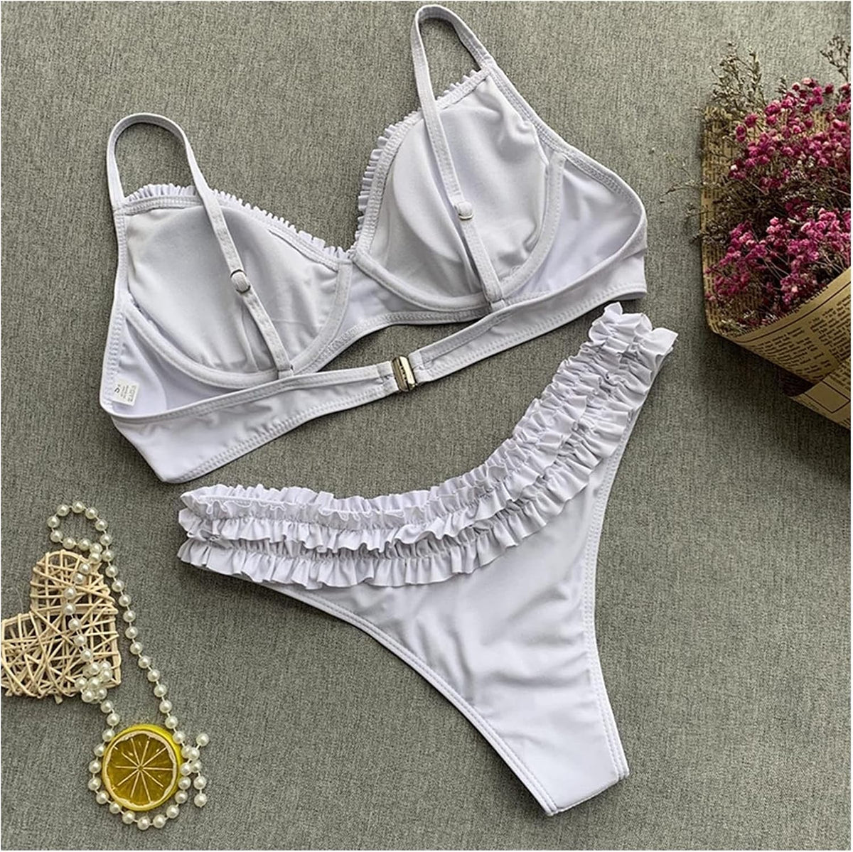 Damen Rüschen-Bikini Set | Geformte Cups & Spaghettiträger