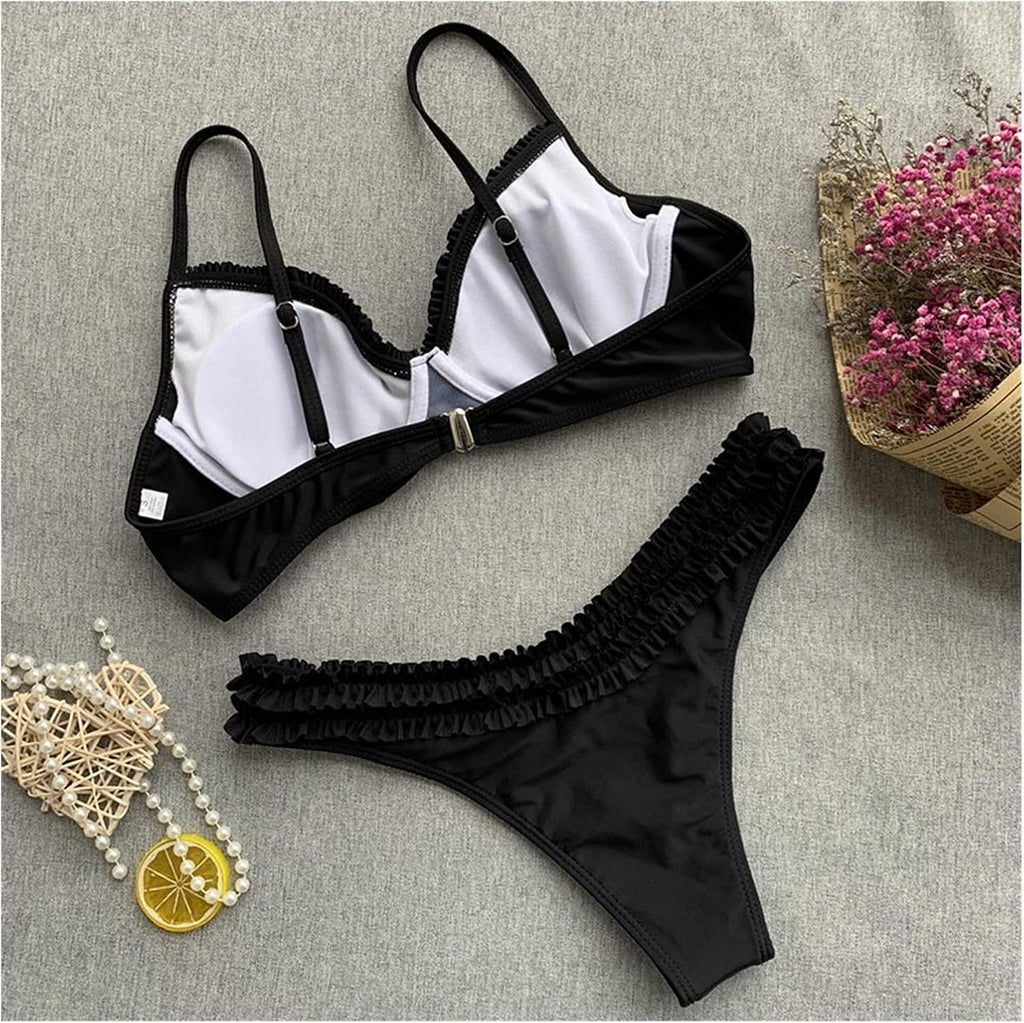 Damen Rüschen-Bikini Set | Geformte Cups & Spaghettiträger