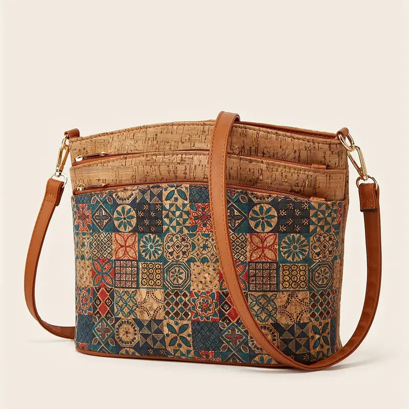 Damen-Schultertasche im Ethno-Stil aus PU-Leder