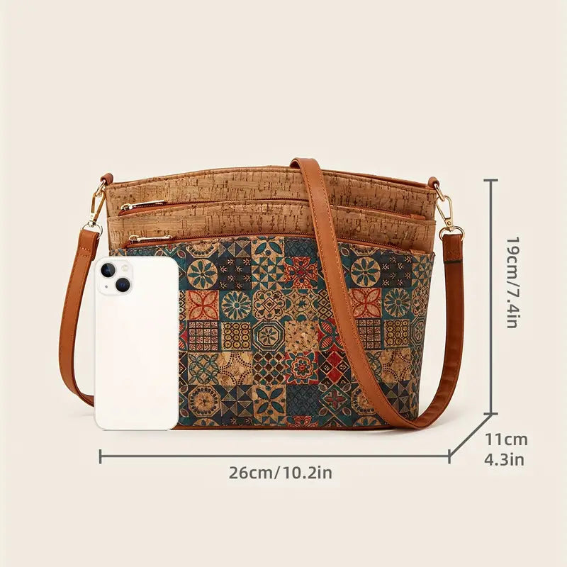 Damen-Schultertasche im Ethno-Stil aus PU-Leder