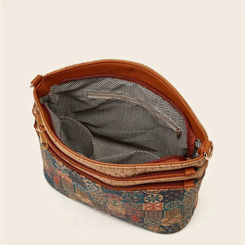 Damen-Schultertasche im Ethno-Stil aus PU-Leder
