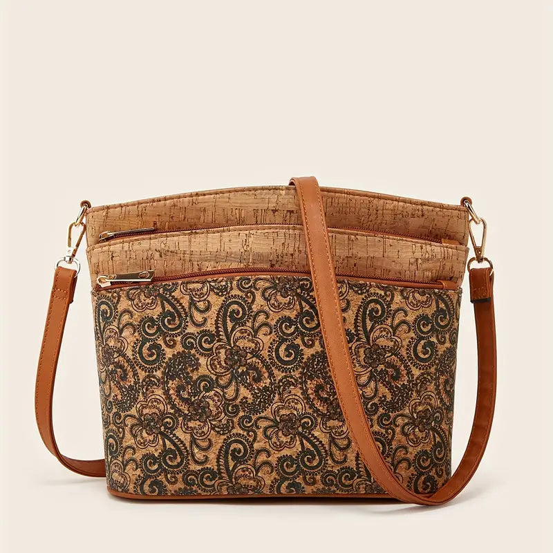 Damen-Schultertasche im Ethno-Stil aus PU-Leder