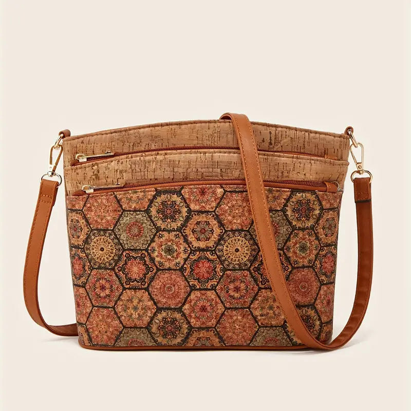 Damen-Schultertasche im Ethno-Stil aus PU-Leder