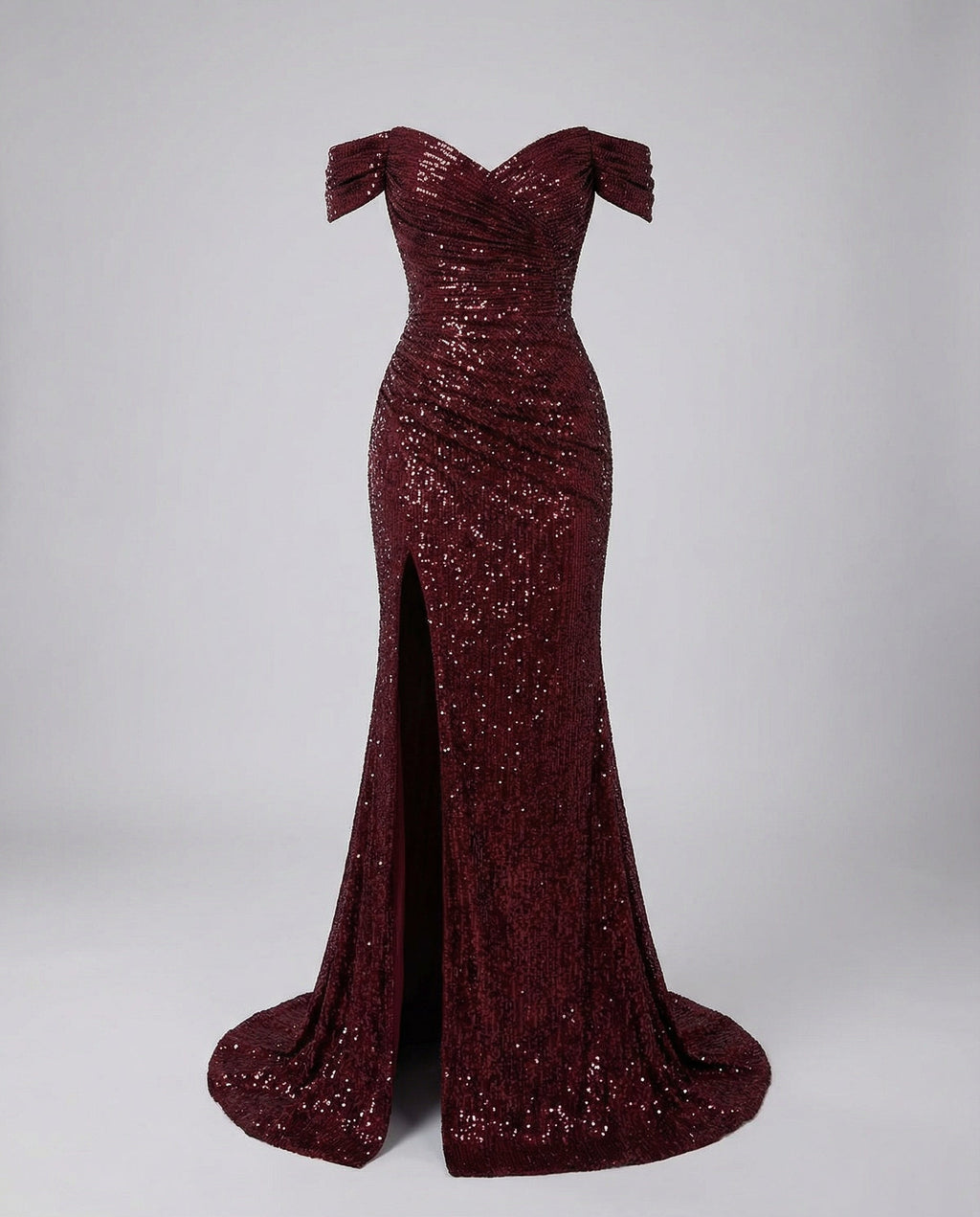 Damen Schulterfrei Hochzeitsgast Maxikleid