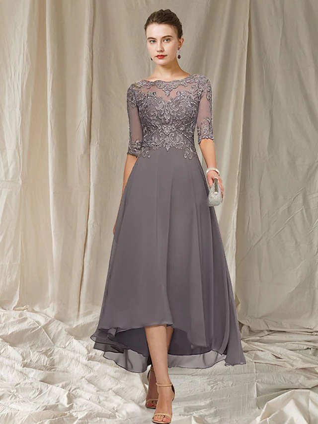 Damen Hochzeitsgast Midikleid knöchellang mit Spitze am Oberteil