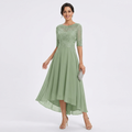 Damen Hochzeitsgast Midikleid knöchellang mit Spitze am Oberteil