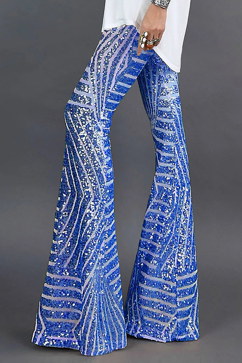 Damen Ausgestellte Paillettenhose Festlich Polyester Glänzend