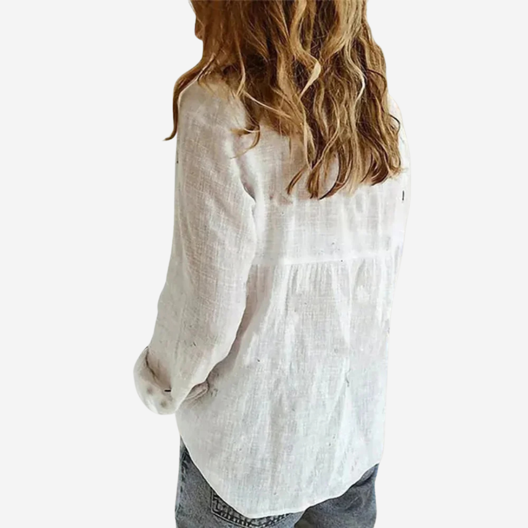 Damen Leichtes Leinen Sommer Bluse