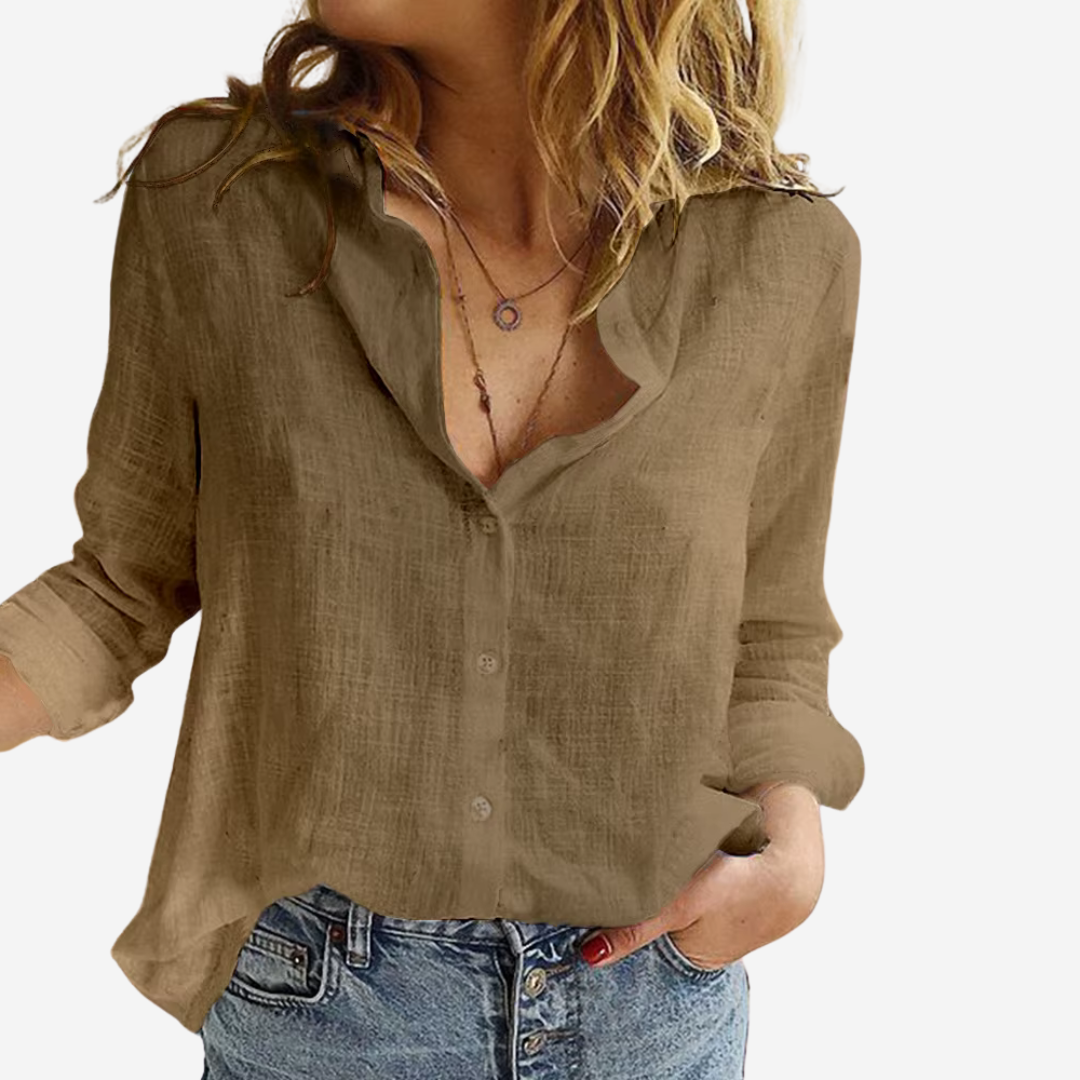 Damen Leichtes Leinen Sommer Bluse