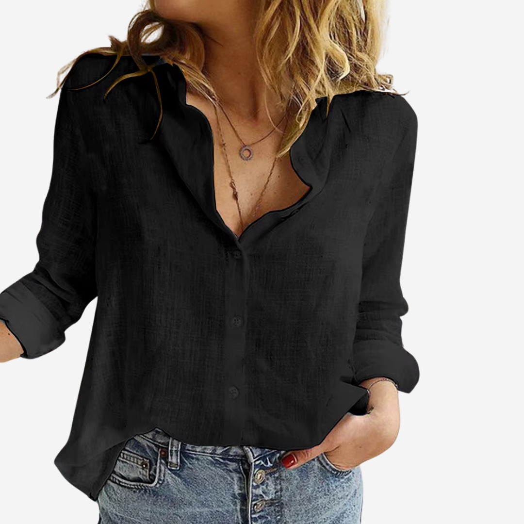 Damen Leichtes Leinen Sommer Bluse