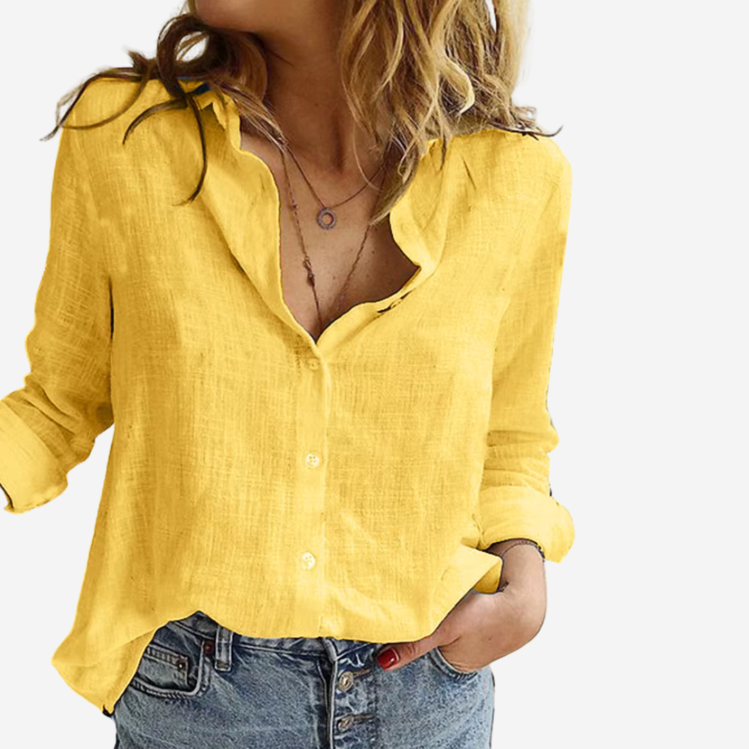 Damen Leichtes Leinen Sommer Bluse