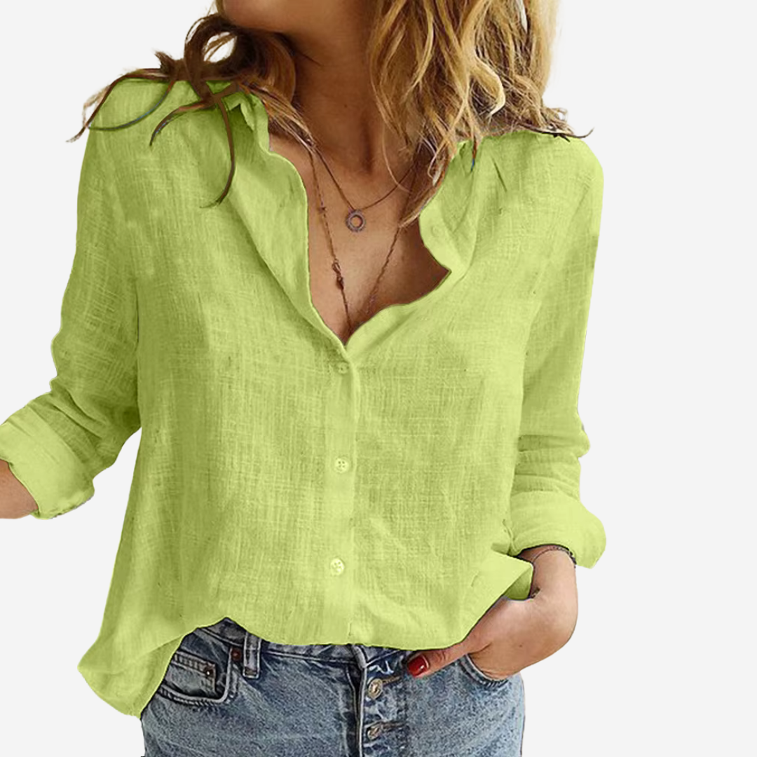 Damen Leichtes Leinen Sommer Bluse